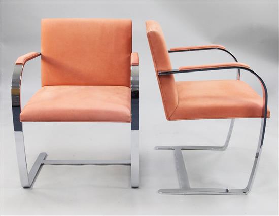 After Ludwig Mies van der Rohe. A pair of Knoll International BRNO chairs,